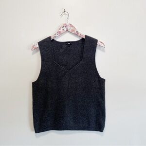 KNIX Dark Gray Wool Blend Sweater Vest Tank Women’s XL Ribbed Knit